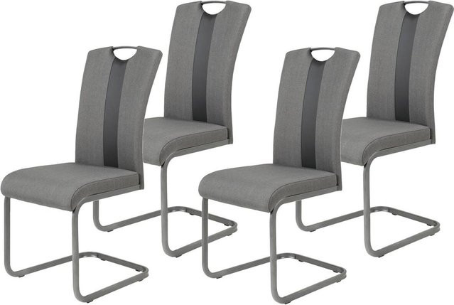4er Set Schwingstühle Hela in Anthrazit und Schwarz aus Webstoff und Kunstleder, B/H/T: 43 x 98 x 56 cm - Bild 1