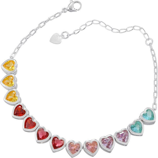 YULIN Schmuckset, Herz Regenbogen Armband und Halskette, Kupfer, Zirkonia, Damen - Bild 1
