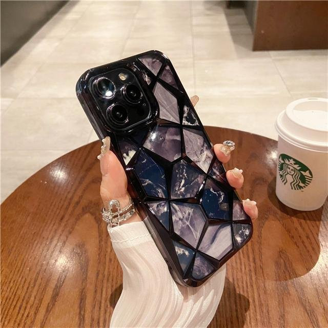Yiran Handyhülle mit Luxus-Beschichtung und buntem Marmor-Muster für iPhone 16 Pro Max, iPhone 15, 14, 13, 12, 11 und iPhone 16 Plus, Farbe: Schwarz/Mehrfarbig - Bild 1