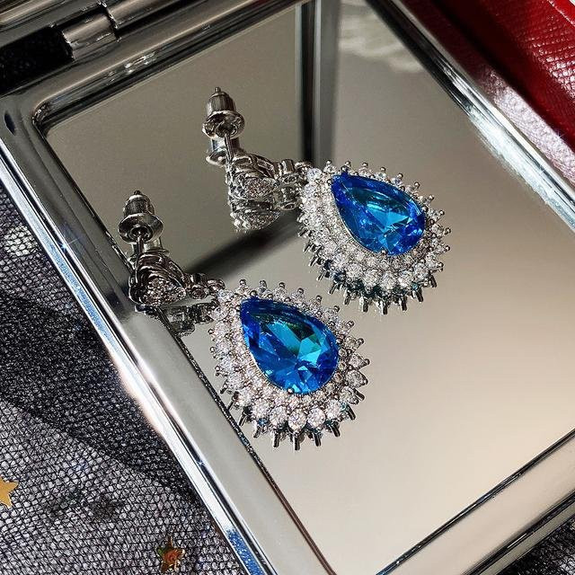 Wucifang Jewelry Ohrringe, blauer Kristall, Damen, gray - Bild 1