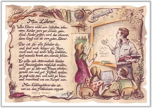 Zunftbild Lehrer als Vintage Paper Poster im A4-Format, Mehrfarbig - Bild 1