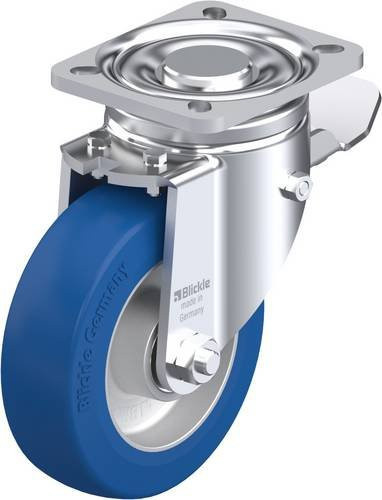 Blickle Lenkrolle LH-ALBS 125K-1-ST mit Feststeller in Blau und Silber, Rad-Durchmesser: 125 mm, Tragfähigkeit: 370 kg - Bild 1