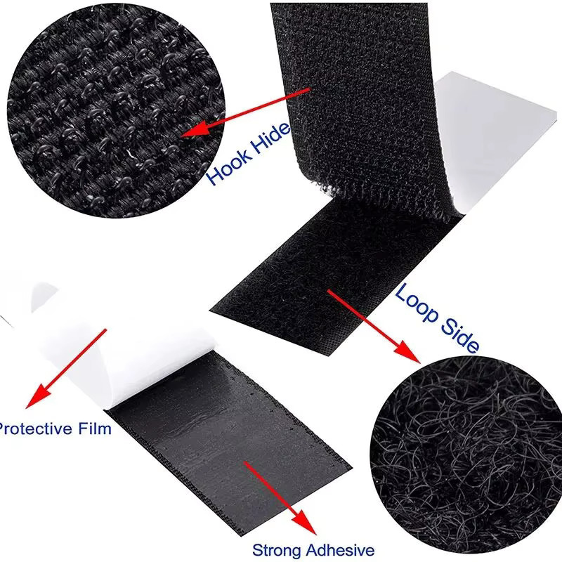 MagicTape selbstklebender Klettverschluss aus Nylon in Schwarz-Weiß, 10 m Länge - Bild 3