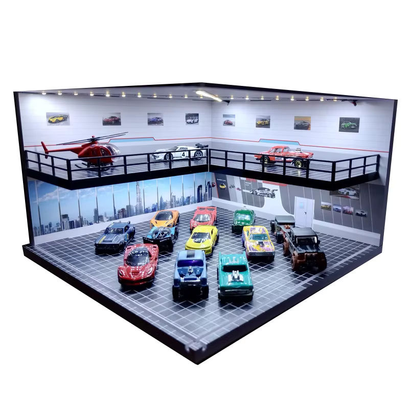 XUFAN Diorama Auto Garage Modell mit LED Beleuchtung im Industrial Design, - Bild 5