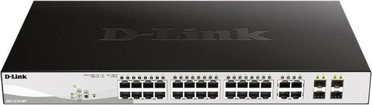 D-Link DGS-1210-28P/E Web Smart Managed Switch mit 24 x 10/100/1000 PoE Ports und 4 x Gigabit SFP Ports in Schwarz und Silber - Bild 2