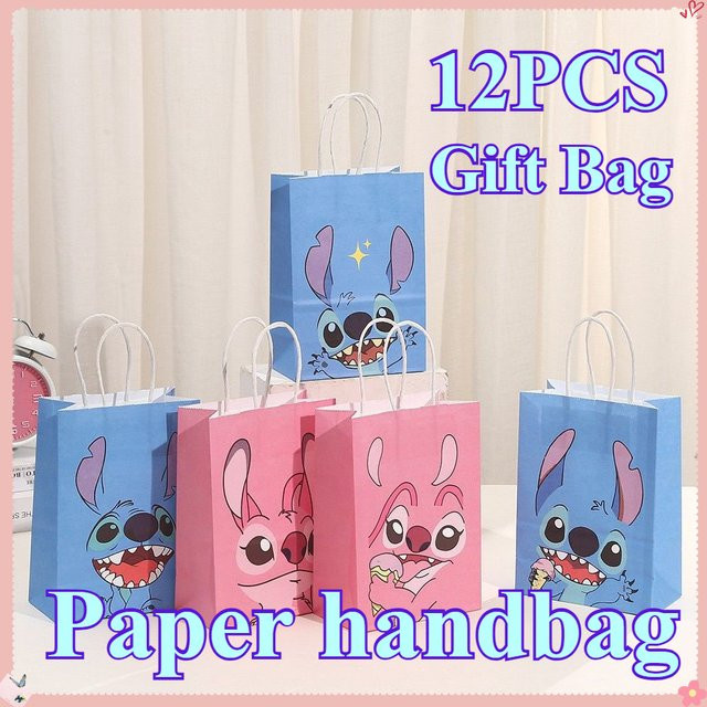 12er Set Cartoon Geschenkbeutel aus Kraftpapier für Kindergeburtstage und Partys - Bild 1