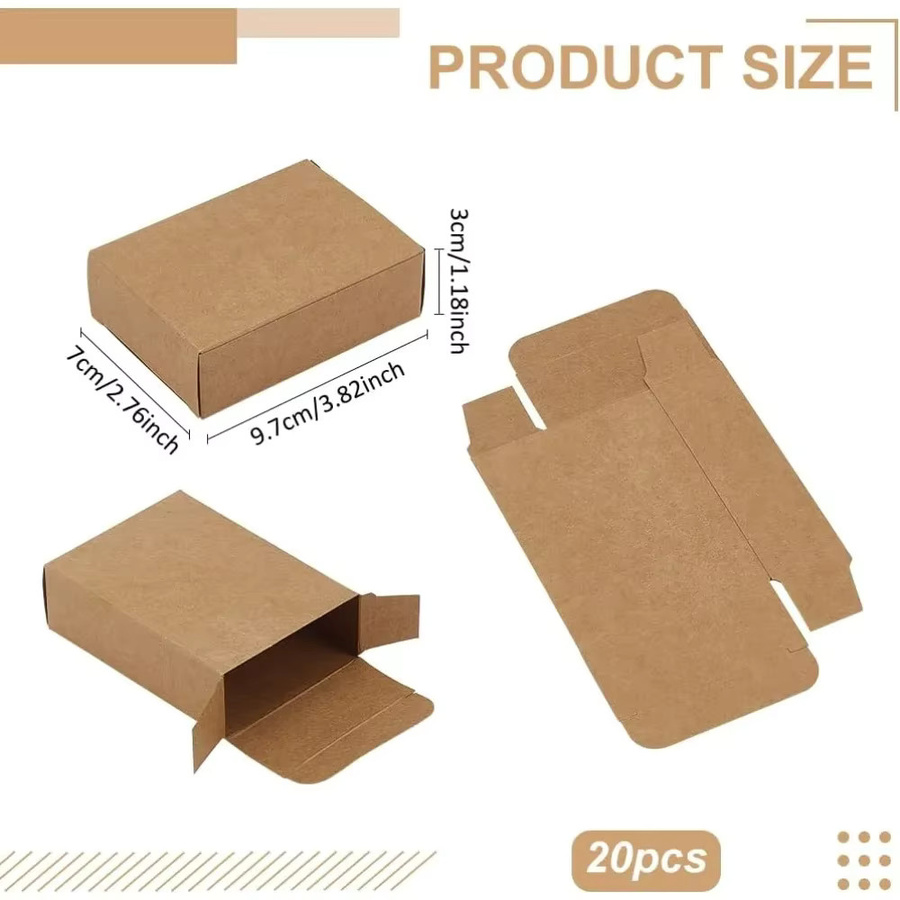 20er-Pack kleine Geschenkboxen aus Kraftpapier in Braun, rechteckige Schmuckschatulle und Süßigkeiten-Verpackungsboxen, B/T/H: 9,65 x 7,74 x 3,05 cm - Bild 2