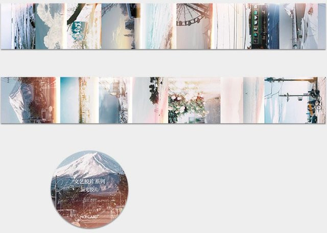 Mengtai Washi Tape mit Vintage Film und Landschaft Motiven, dekoratives Klebeband in Multicolour für Scrapbooking - Bild 1