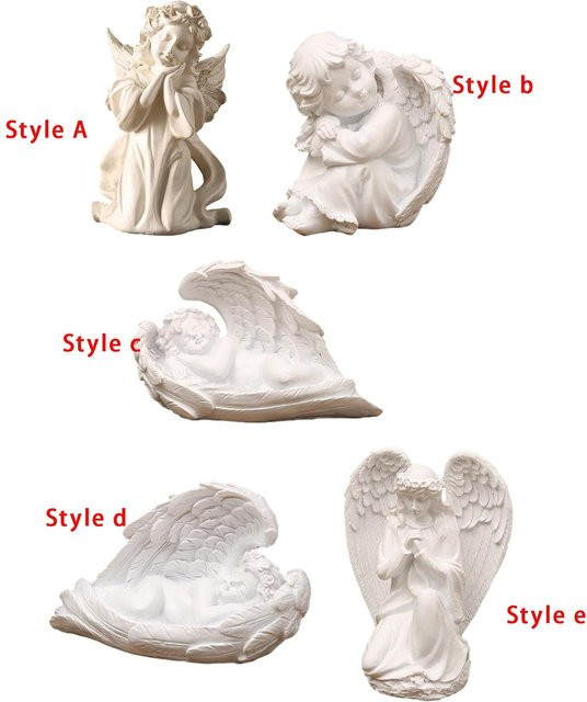 Homyl Engel Statue aus Harz in Weiß als dekorative Tischdekoration und Ornament für Schlafzimmer, Schreibtisch oder Garten - Bild 1