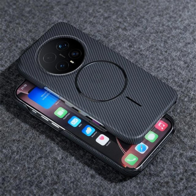 Magnetische Handyhülle aus Kohlefaser und Kevlar für Honor Magic 8 Pro, Honor 7 Pro, Honor 500 und Honor 400 in Schwarz mit matter Abdeckung und Unterstützung für kabelloses Laden - Bild 1