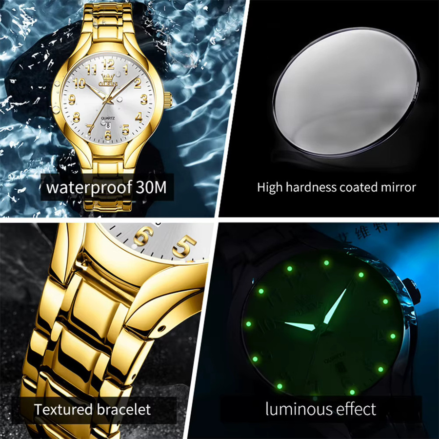 OLEVS Armbanduhr Quarz, Digital, Gold, Edelstahl, Herren - Bild 5