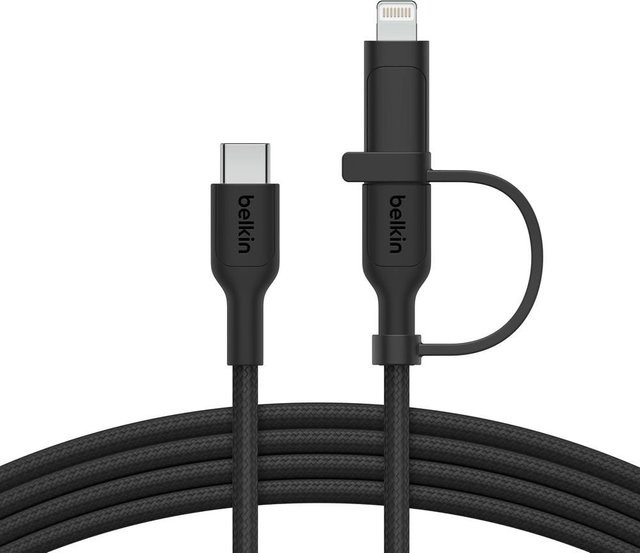 Belkin BoostCharge Pro 2-in-1 Multifunktions-USB-Kabel mit USB-C und Lightning, Schwarz, Länge: 60 cm - Bild 1