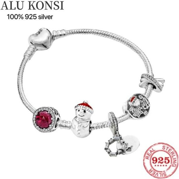 YIRAN Jewelry Armband, 925 Silber, Herzförmiger Anhänger Charm, Zirkonia, Damen, 16cm - Bild 1