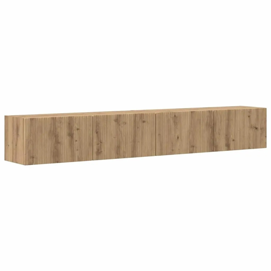 vidaXL TV-Wandschrank Set aus 2 Stück in Eiche Optik, Braun, B/T/H: 98 x 31 x 29,5 cm - Bild 2
