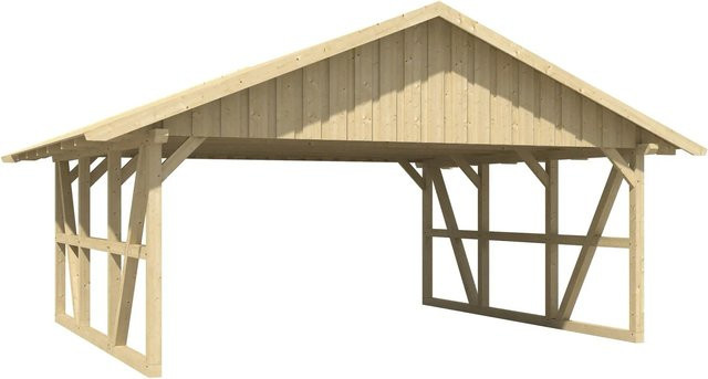 Skan Holz Carport Schwarzwald aus Fichtenholz mit Dachschalung in Natur - Bild 1