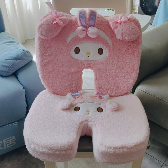 Aoger My Melody und My Sweet Piano Orthopädisches Memory Foam Sitzkissen und Rückenstütze aus Plüsch in Pink, Waschbar - Bild 1