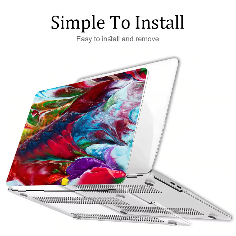 Stoßfeste Laptop-Schutzhülle mit Marmor-Ölgemälde-Design für Apple MacBook Air 13.3 Zoll und MacBook Pro 13.3 Zoll in Multicolour - Bild 3