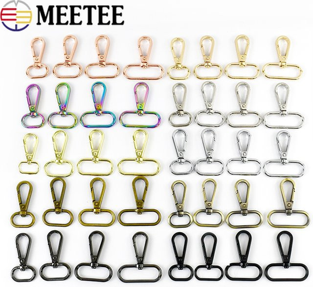 Meetee Metall Drehkarabinerhaken Hummerverschluss-Karabinerclips aus Stahl für Taschenriemen und Schlüsselanhänger in Silber und Multicolour, 16-38mm - Bild 1