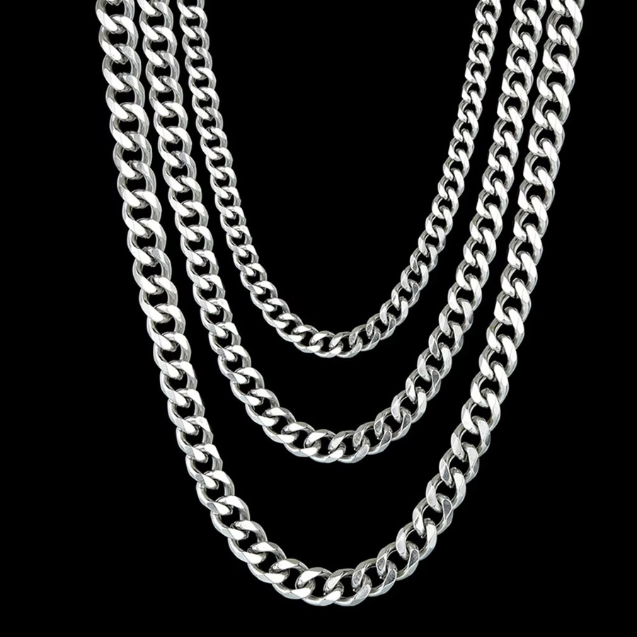 D&Rui Jewelry Kubanische Gliederkette, Edelstahl, Silber, Herren - Bild 3