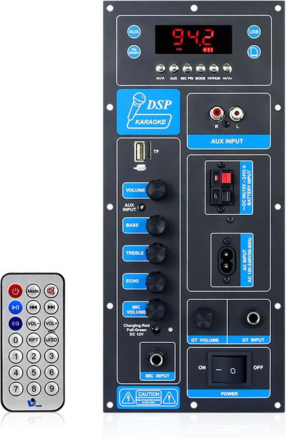 VIRE Bluetooth Verstärkerplatine mit DSP für 8-18 Zoll Trolley Lautsprecher, 60W Mono Stereo Audio Amp Modul, Schwarz - Bild 1