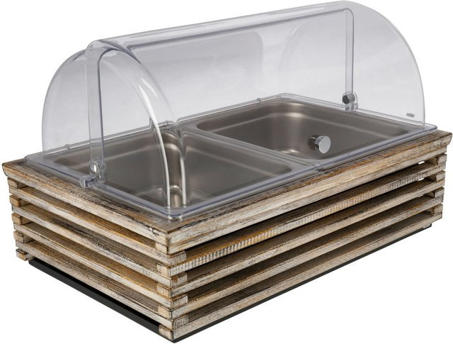 VEGA Buffetvitrine Natchez hoch in Vintage Weiß und Edelstahl mit transparenten Elementen, B/T/H: 57,5 x 37 x 27,7 cm - Bild 1