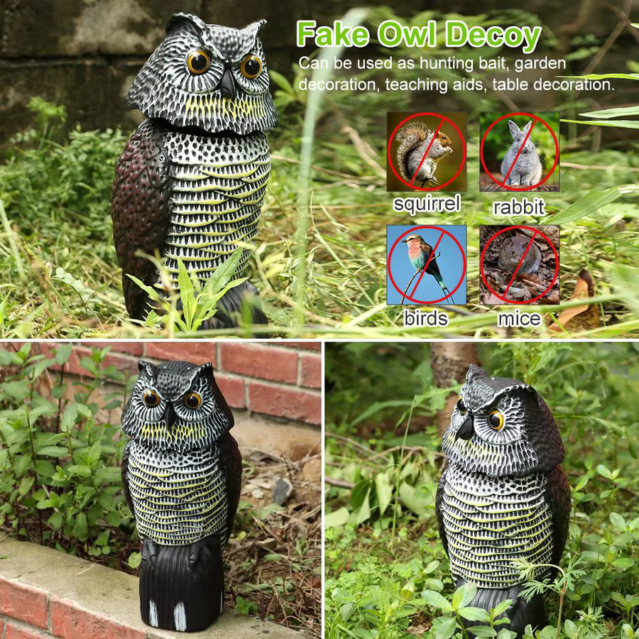 Realistische Eulen-Skulptur aus Kunststoff mit rotierendem Kopf zur Vogelabwehr für Garten und Hof - Bild 6