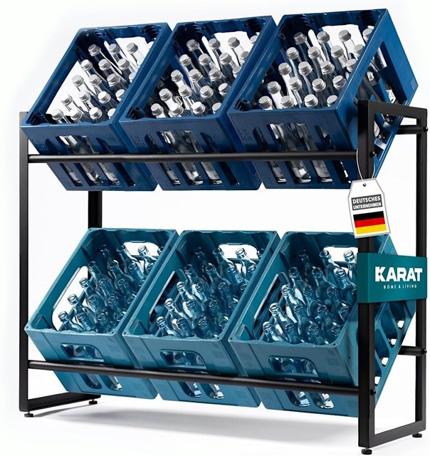 Karat homeliving Flaschenkastenständer Kenji Getränkekistenregal aus Metall in Schwarz B/T/H: 104 x 32 x 82 cm - Bild 7