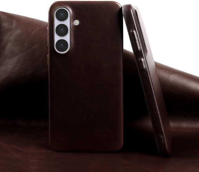 Retro Handyhülle aus echtem Leder für Samsung Galaxy S26 Ultra S25 S24 S23 S22 S21 in Braun - Bild 1