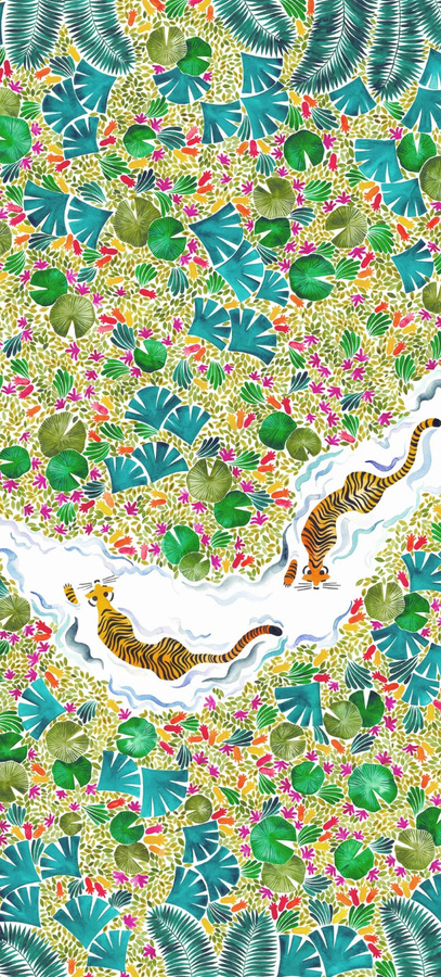 Isidore Leroy Mural Tigres Original Wandtattoo mit Tiermotiv in Multicolour - Bild 1