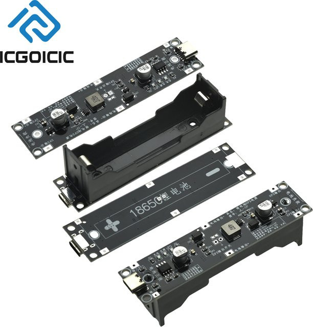 USB-C 18650 Boost-USV-Modul für 5V/9V/12V mit gleichzeitiger Ladung und Entladung in Schwarz für Raspberry Pi und Arduino - Bild 1