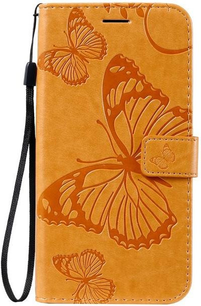 Samsung Galaxy Smartphone Flip Lederhülle mit Schmetterlingsdesign in Orange für verschiedene Modelle wie A73 A53 A52s A14 5G - Bild 1