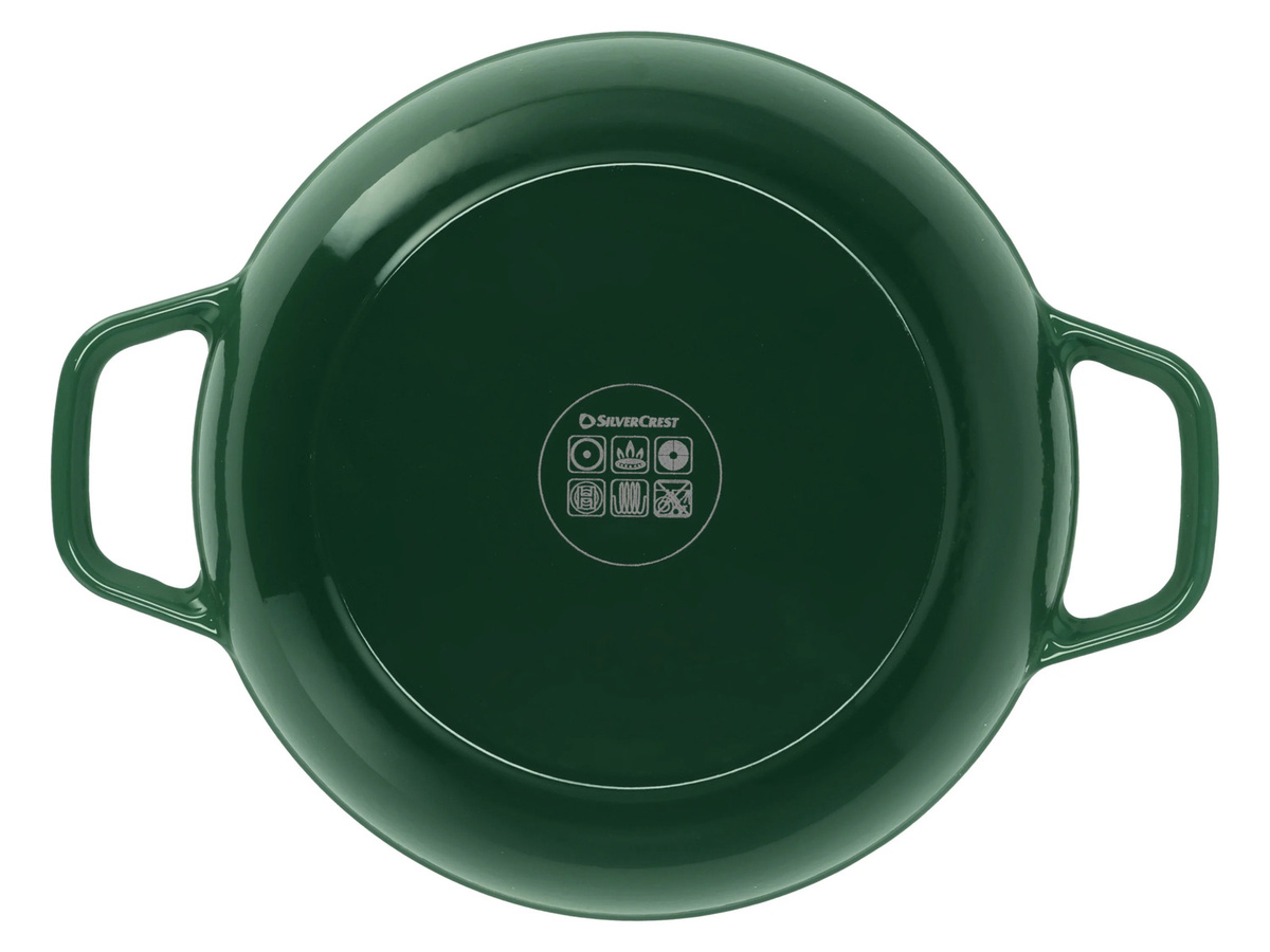 SILVERCREST Premium-Gusseisenservierpfanne aus emailliertem Gusseisen, Farbe: Grün, Durchmesser: 25 cm - Bild 2
