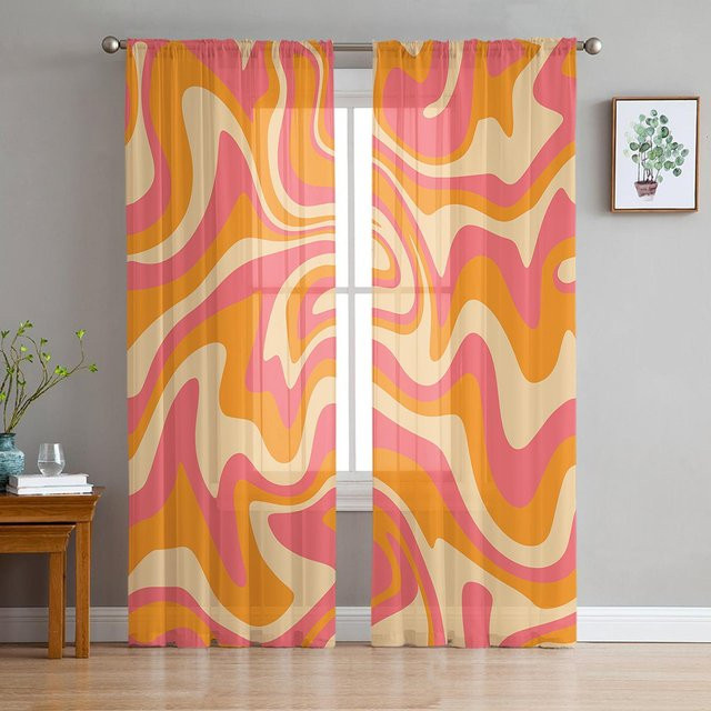 Türkisfarbene Gardine mit Marmorstruktur von Yiran Furniture aus transparentem Tüll-Voile-Organza, Breite: 135 cm, Höhe: 115 cm - Bild 1