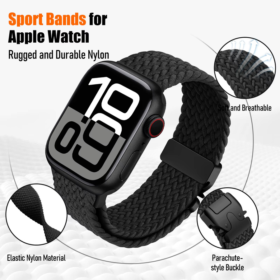 CRESTED Uhrenarmband Textil/NATO, geflochten, Schwarz, Unisex - Bild 3