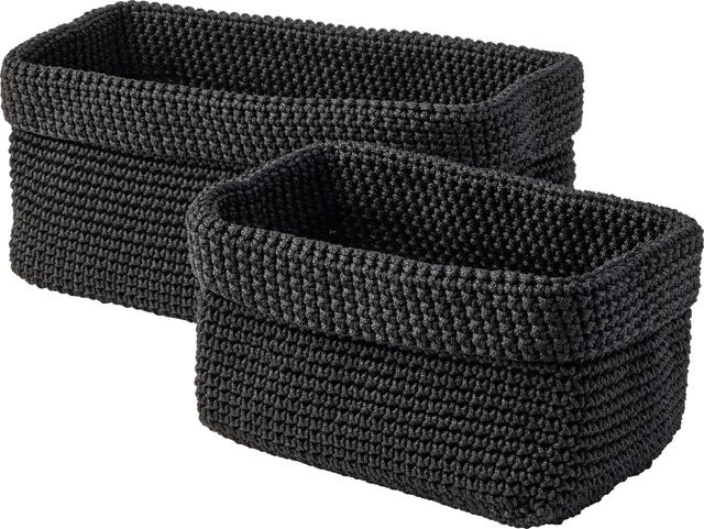 W5 Aufbewahrungskorb-Set Hänge-Organizer aus Kunststoff und Stoff, Schwarz, 2er-Set, B/T/H: 30,0 x 18,0 x 14,0 cm - Bild 1