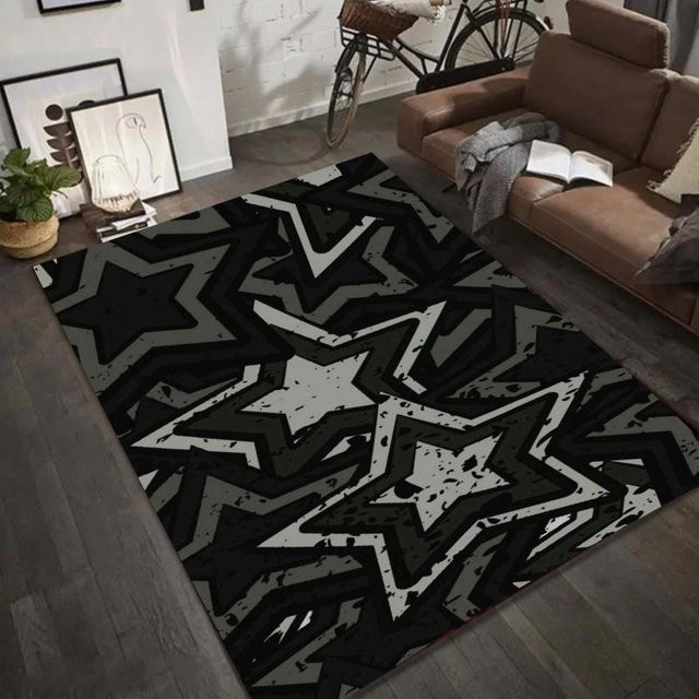 Lodestar Graffiti Sternenmuster Teppich Urban Art Fußmatte aus Polyester, Mehrfarbig, B/T: 50 x 30 cm - Bild 1