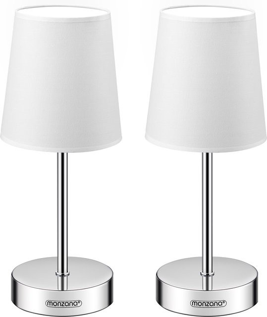monzana Tischlampe Lumière 2er-Set Weiß aus Metall mit E14 Fassung, B/T/H: 32 x 13 x 13 cm - Bild 1