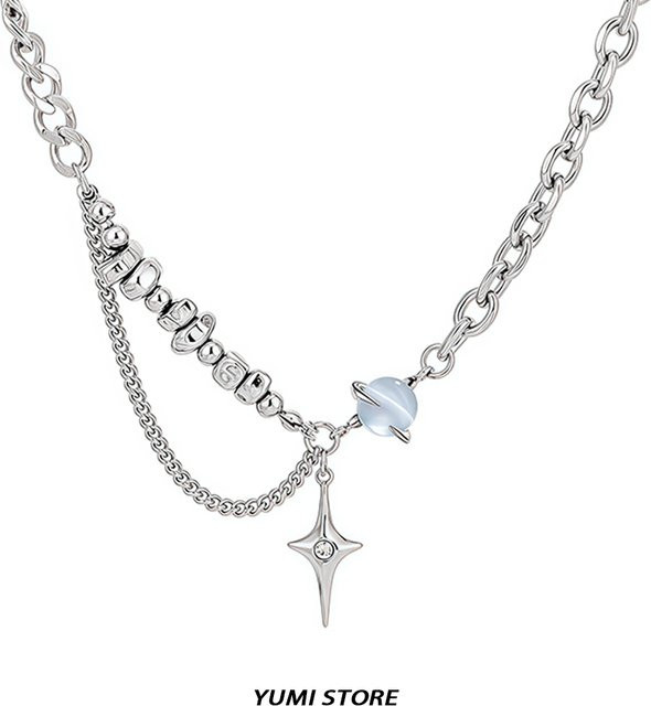 Anhänger Stern Kreuz, Titan, Silber, Zirkonia, Unisex - Bild 1