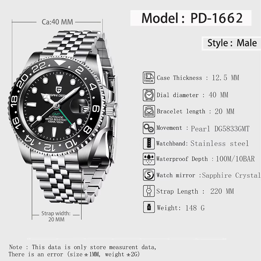 Pagani Design GMT Automatikuhr, Edelstahl, 40 mm, Herren - Bild 6