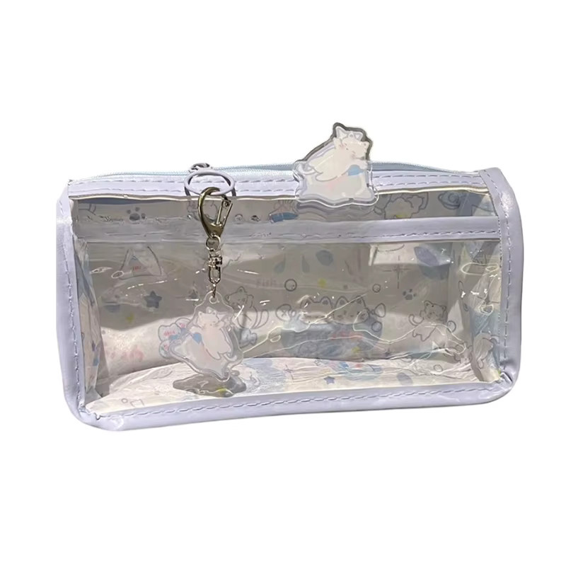 CHENJ Cartoon Federmäppchen transparent rot, mehrschichtiges Schreibwaren Etui mit großem Fassungsvermögen als Aufbewahrungstasche für Schulbedarf oder Kosmetik - Bild 2