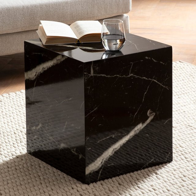 Couchtisch FineBuy MONOBLOC in Schwarz mit Marmor Optik, B/T/H: 40 x 40 x 45 cm - Bild 1