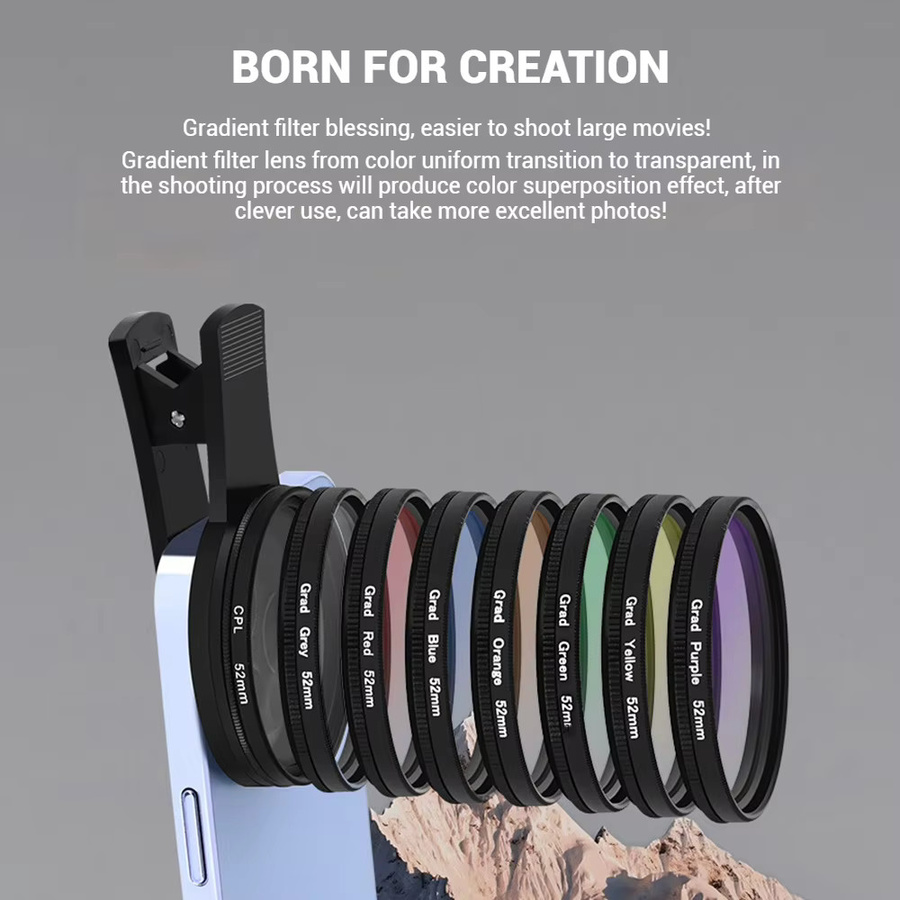 Universeller Clip-On ND Sternfilter und CPL Zirkularer Polarisationsfilter für Handykameras in Schwarz, 52mm Fotografie-Zubehör - Bild 5