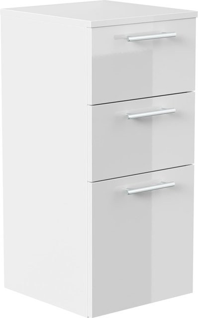Posseik Midischrank Weiß Hochglanz mit Soft-Close-Türen und internen Schubladen, Breite: 75 cm - Bild 1
