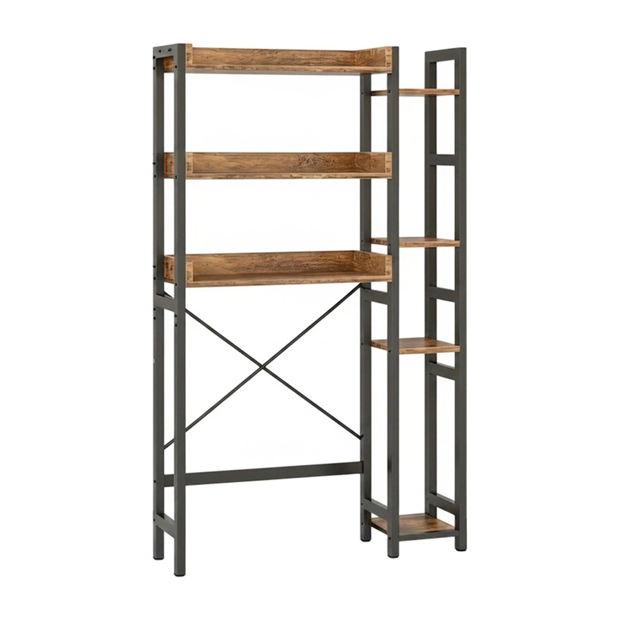 Relaxdays Toilettenregal aus Metall in Vintagebraun mit 3 Ebenen und Seitenablage, B/T/H: 80 x 24 x 161 cm - Bild 2