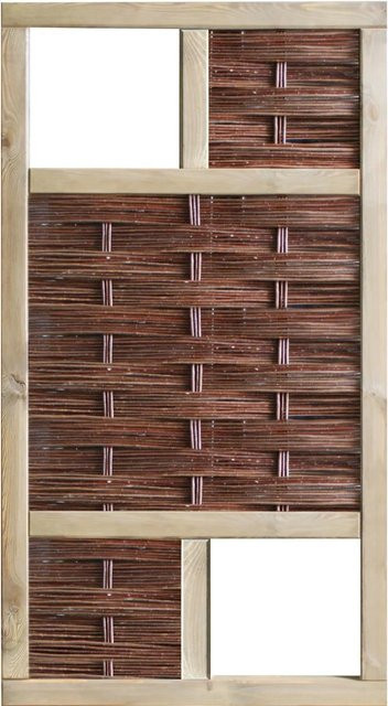 T & J Weidengeflechtzaun Labo-3D mit Fenstern oben und unten, braun, B: 94 cm, H: 180 cm - Bild 1