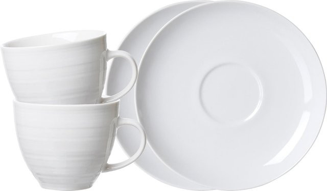 Ritzenhoff & Breker Kaffeetassen mit Untertassen Suomi, 2er Set, Weiß, 260 ml pro Tasse - Bild 1