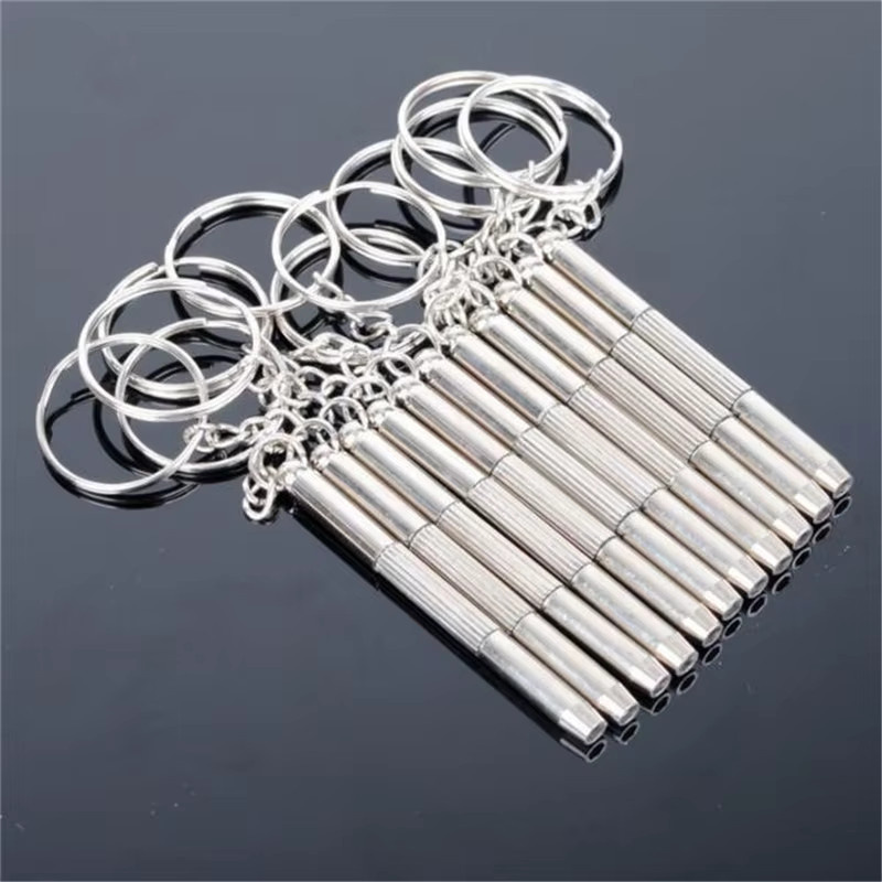 3-in-1 Präzisions-Schraubendreher Set für Brillen und Uhren in Silber mit Schlüsselanhänger - Bild 2