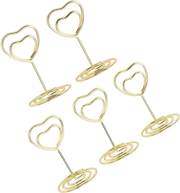 25 Stück GoolRC Tischkartenständer Herzförmig aus Metall in Beige und Gold für Hochzeiten und Valentinstag - Bild 1