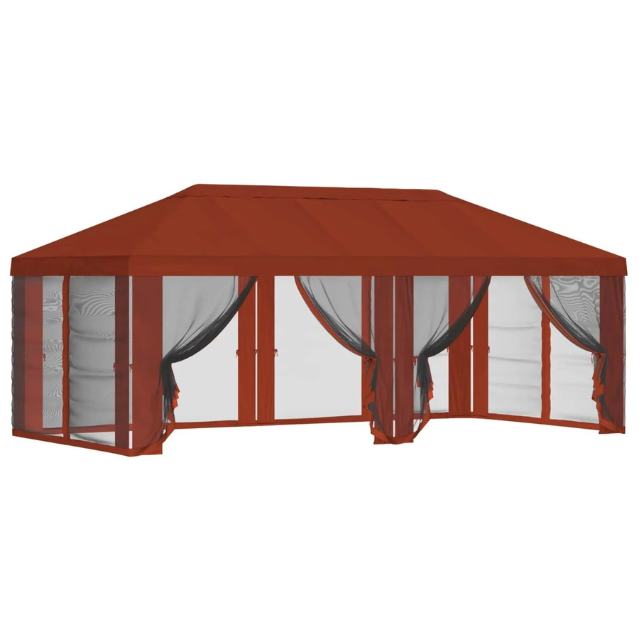 vidaXL Pavillon mit Dach und Seitenwänden aus Polyester in Terrakotta, B: 6 m, T: 3 m, H: 2,765 m - Bild 2