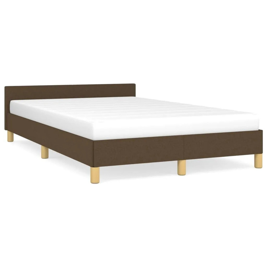 vidaXL Bettgestell mit Kopfteil in Dunkelbraun aus Stoff und Holz, B/T/H: 120 x 200 x 123 cm - Bild 2